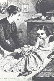 Victorian lady ironing