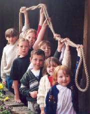 children making a rope at Bewdley Museum